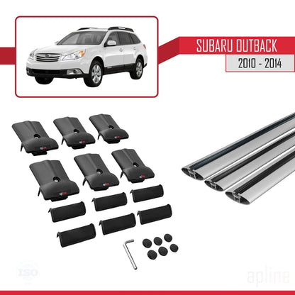 Compatible with Subaru Outback 2010-2014 Fly Model Car Roof Rack Cross Bar Grey Aluminium 3 Bars