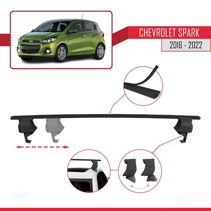 Compatible with Chevrolet Spark (M400) 2016-2022 ACE-4 Car Roof Rack Cross Bar Black Aluminium 2 Bars