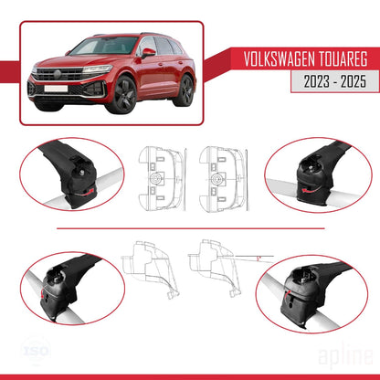 Compatible with VW Touareg 2023-2025 ACE-2 Car Roof Rack Cross Bar Black Aluminium 2 Bars