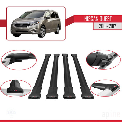 Compatible with Nissan Quest 2011-2017 Fly Model Car Roof Rack Cross Bar Black Aluminium 4 Bars