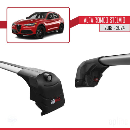 Compatible with Alfa Romeo Stelvio 2018-2024 ACE-2 Car Roof Rack Cross Bar Grey Aluminium 2 Bars