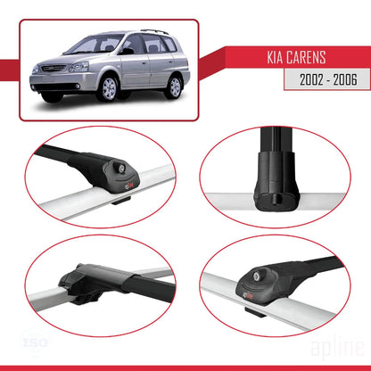 Compatible with Kia Carens Post-Facelift 2002-2006 ACE-1 Car Roof Rack Cross Bar Black Aluminium 3 Bars