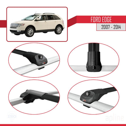 Compatible with Ford Edge 2007-2014 ACE-1 Car Roof Rack Cross Bar Black Aluminium 3 Bars