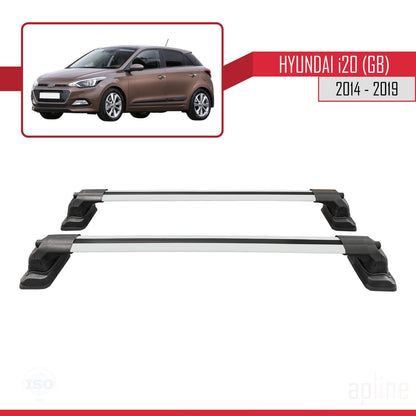 Compatible with Hyundai i20 (GB) 2014-2019 ACE-3 Car Roof Rack Cross Bar Grey Aluminium 2 Bars