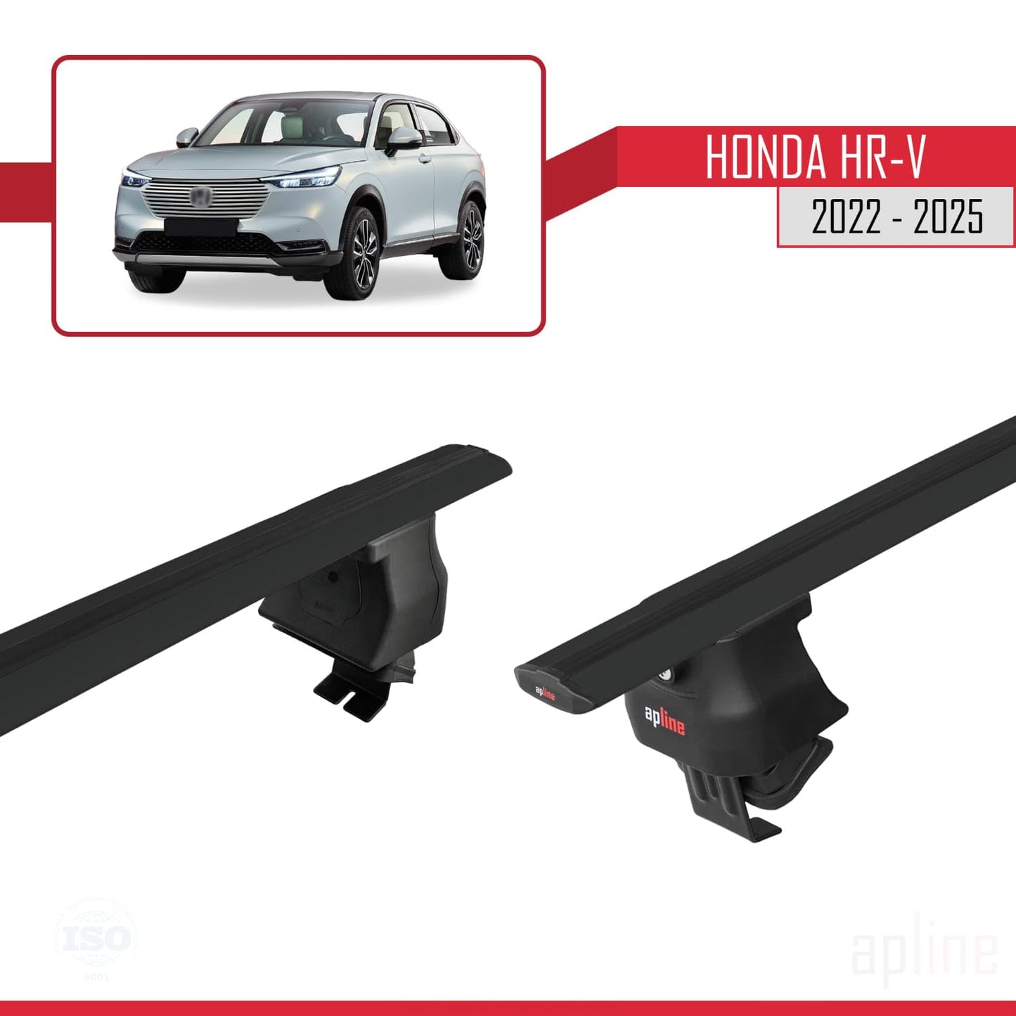 Compatible with Honda HR-V 3 2022-2025 ACE-4 Car Roof Rack Cross Bar Black Aluminium 2 Bars
