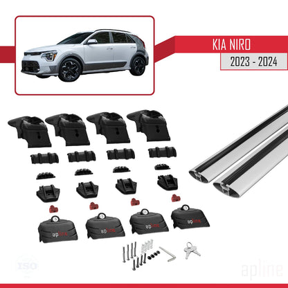 Compatible with Kia NIRO 2023-2024 ACE-2 Car Roof Rack Cross Bar Grey Aluminium 2 Bars