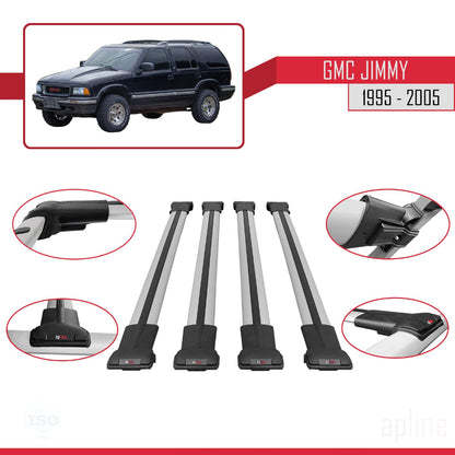 Compatible with GMC Jimmy 1995-2005 Fly Model Car Roof Rack Cross Bar Grey Aluminium 4 Bars