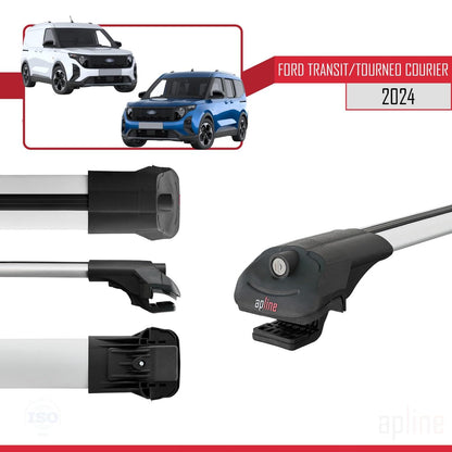 Compatible with Ford Transit/Tourneo Courier 2024-2025 ACE-1 Car Roof Rack Cross Bar Grey Aluminium 2 Bars