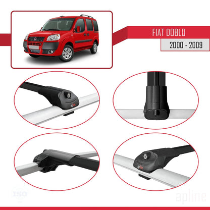 Compatible with Fiat Doblo 2000-2009 ACE-1 Car Roof Rack Cross Bar Black Aluminium 2 Bars