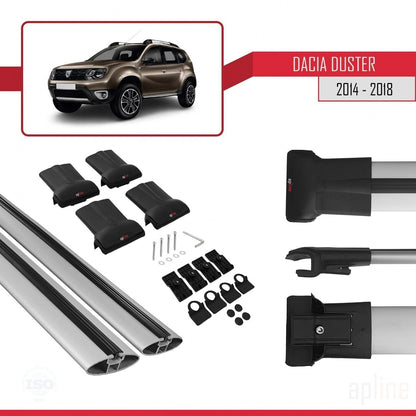 Compatible with Dacia Duster (HS) Post-Facelift 2014-2017 Fly Model Car Roof Rack Cross Bar Grey Aluminium 2 Bars