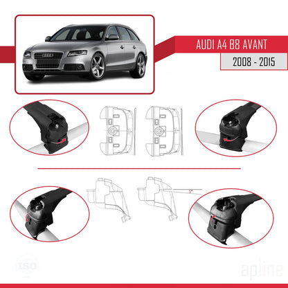 Compatible with Audi A4 (B8) Avant 2008-2015 ACE-2 Car Roof Rack Cross Bar Black Aluminium 2 Bars