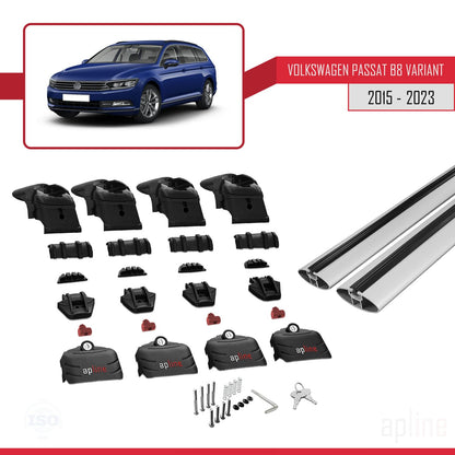 Compatible with Volkswagen Passat B8 (3G) Variant 2015-2023 ACE-2 Car Roof Rack Cross Bar Grey Aluminium 2 Bars