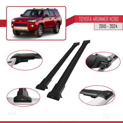 Compatible with Toyota 4Runner (N280) 2010-2024 Fly Model Car Roof Rack Cross Bar Black Aluminium 2 Bars