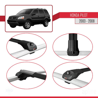 Compatible with Honda Pilot 2003-2008 ACE-1 Car Roof Rack Cross Bar Black Aluminium 3 Bars