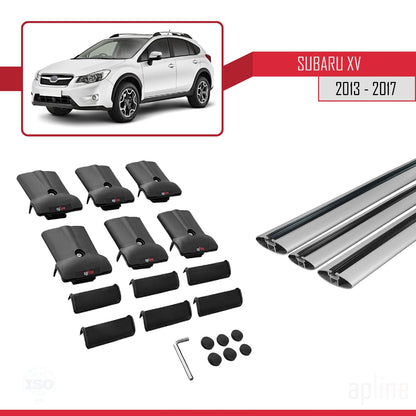 Compatible with Subaru XV 2013-2017 Fly Model Car Roof Rack Cross Bar Grey Aluminium 3 Bars