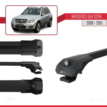 Compatible with Mercedes GLK Class (X204) 2008-2015 ACE-1 Car Roof Rack Cross Bar Black Aluminium 3 Bars