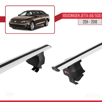 Compatible with Volkswagen Jetta 6 (5C6) 2011-2018 ACE-4 Car Roof Rack Cross Bar Grey Aluminium 2 Bars