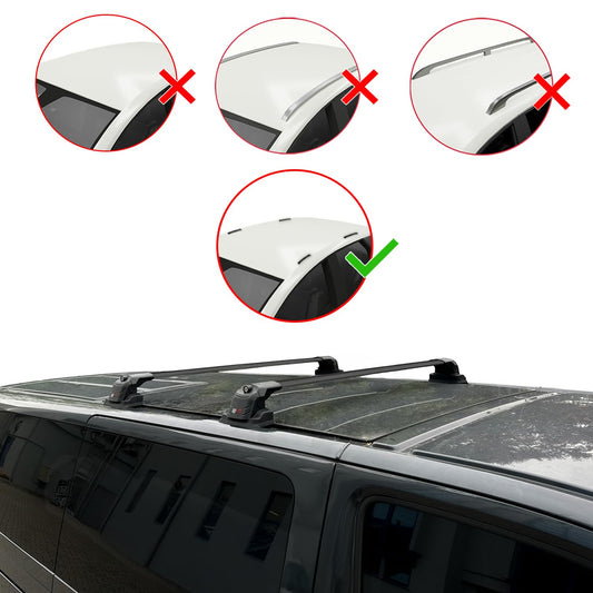 Compatible with Volkswagen Shuttle (T5) 2003-2015 ACE-3 Car Roof Rack Cross Bar Black Aluminium 2 Bars
