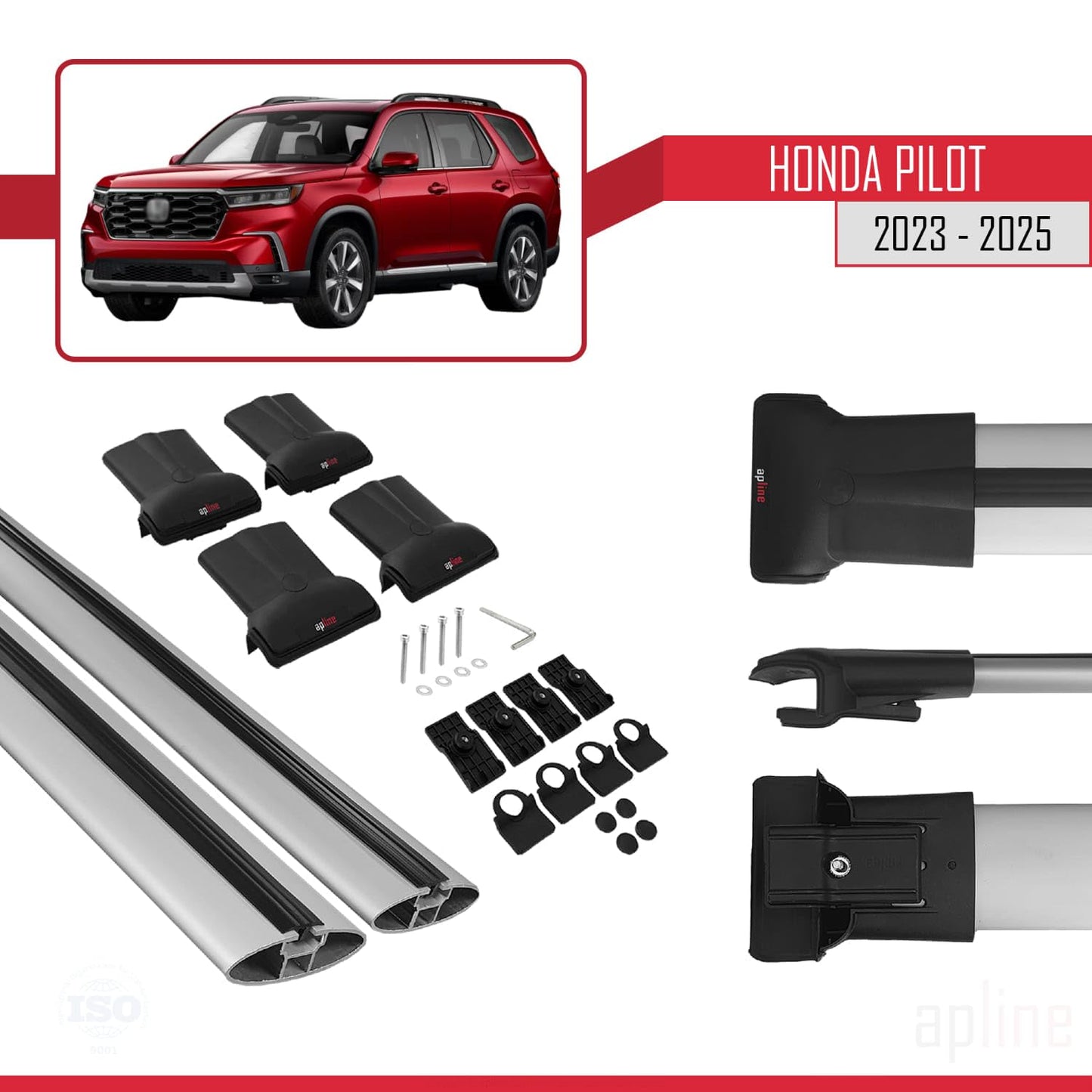 Compatible with Honda Pilot 2023-2025 Fly Model Car Roof Rack Cross Bar Grey Aluminium 2 Bars