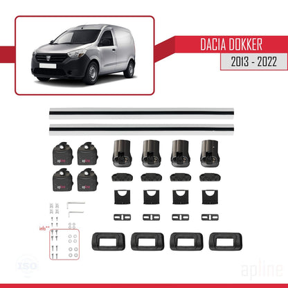 Compatible with Dacia Dokker 2013-2022 ACE-3 Car Roof Rack Cross Bar Grey Aluminium 2 Bars