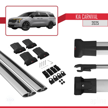 Compatible with Kia Carnival 2025 Fly Model Car Roof Rack Cross Bar Grey Aluminium 2 Bars