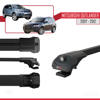 Compatible with Mitsubishi Outlander 2 2007-2012 ACE-1 Car Roof Rack Cross Bar Black Aluminium 3 Bars