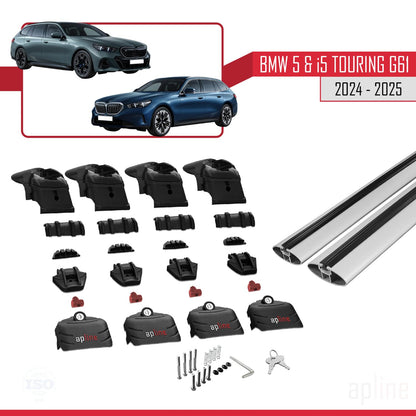 Compatible with BMW 5 Series / i5 G61 Touring 2024-2025 ACE-2 Car Roof Rack Cross Bar Grey Aluminium 2 Bars