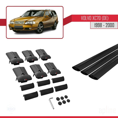 Compatible with Volvo XC70 1998-2000 Fly Model Car Roof Rack Cross Bar Black Aluminium 3 Bars