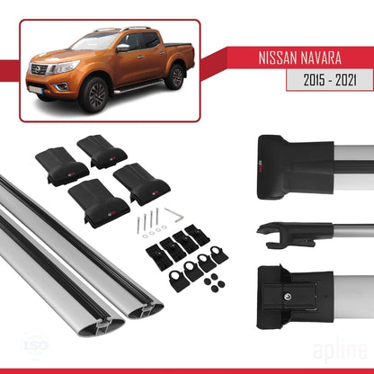Compatible with Nissan Navara 4 (D23) 2015-2021 Fly Model Car Roof Rack Cross Bar Grey Aluminium 2 Bars