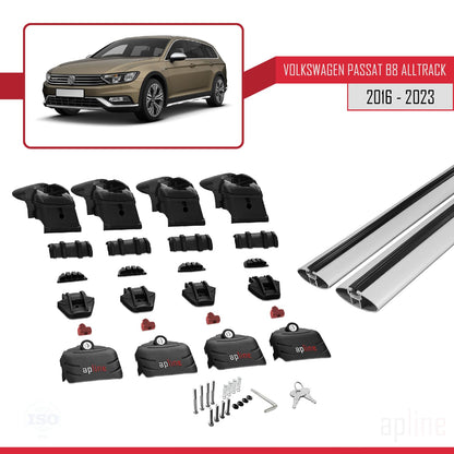 Compatible with Volkswagen Passat B8 (3G) Alltrack 2016-2023 ACE-2 Car Roof Rack Cross Bar Grey Aluminium 2 Bars