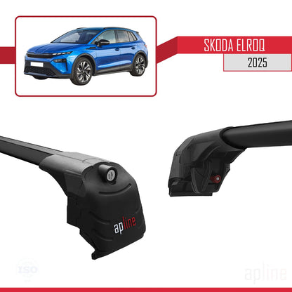 Compatible with Skoda Elroq 2025 ACE-2 Car Roof Rack Cross Bar Black Aluminium 2 Bars
