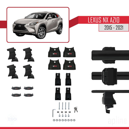 Compatible with Lexus NX (AZ10) 2015-2021 ACE-4 Car Roof Rack Cross Bar Black Aluminium 2 Bars