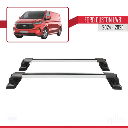 Compatible with Ford Custom 2024-2025 ACE-3 Car Roof Rack Cross Bar Grey Aluminium 2 Bars