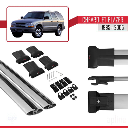 Compatible with Chevrolet Blazer 1995-2005 Fly Model Car Roof Rack Cross Bar Grey Aluminium 2 Bars
