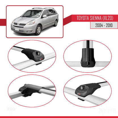 Compatible with Toyota Sienna 2 (XL20) 2004-2010 ACE-1 Car Roof Rack Cross Bar Grey Aluminium 3 Bars