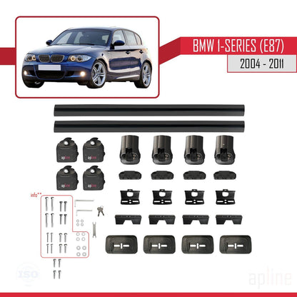 Compatible with BMW 1 Series (E87) 2004-2011 ACE-3 Car Roof Rack Cross Bar Black Aluminium 2 Bars