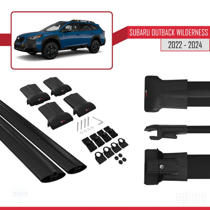 Compatible with Subaru Outback Wilderness 2022-2024 Fly Model Car Roof Rack Cross Bar Black Aluminium 2 Bars