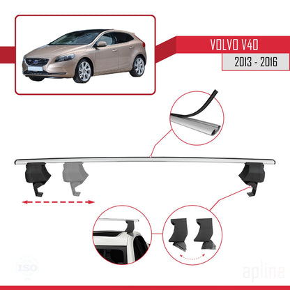 Compatible with Volvo V40 Pre-Facelift 2013-2016 ACE-4 Car Roof Rack Cross Bar Grey Aluminium 2 Bars