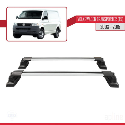 Compatible with Volkswagen Transporter (T5) 2003-2015 ACE-3 Car Roof Rack Cross Bar Grey Aluminium 2 Bars