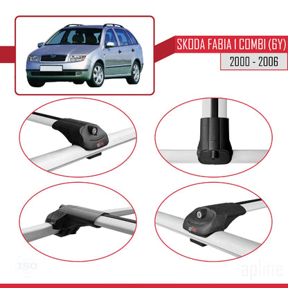 Compatible with Skoda Fabia (6Y) SW 2000-2006 ACE-1 Car Roof Rack Cross Bar Grey Aluminium 2 Bars