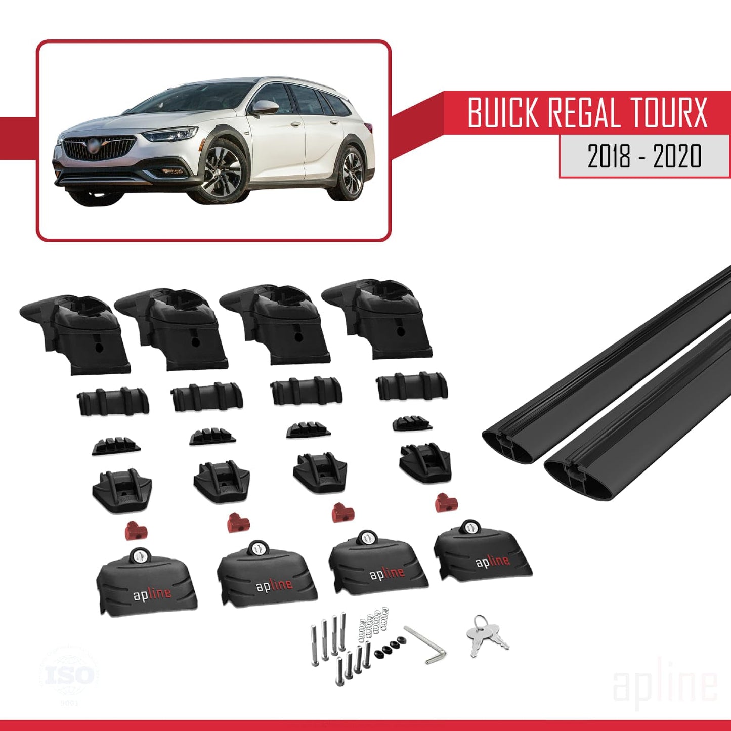 Compatible with Buick Regal TourX 2018-2020 ACE-2 Car Roof Rack Cross Bar Black Aluminium 2 Bars