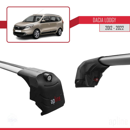 Compatible with Dacia Lodgy (J92) 2012-2022 ACE-2 Car Roof Rack Cross Bar Grey Aluminium 2 Bars