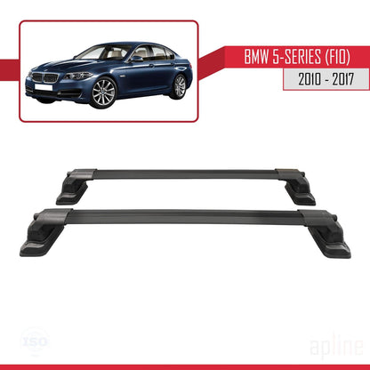 Compatible with BMW 5 Series (F10) 2010-2017 ACE-3 Car Roof Rack Cross Bar Black Aluminium 2 Bars