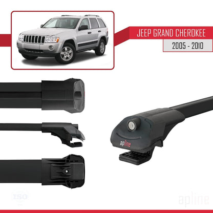 Compatible with Jeep Grand Cherokee 3 (WK) 2005-2010 ACE-1 Car Roof Rack Cross Bar Black Aluminium 2 Bars