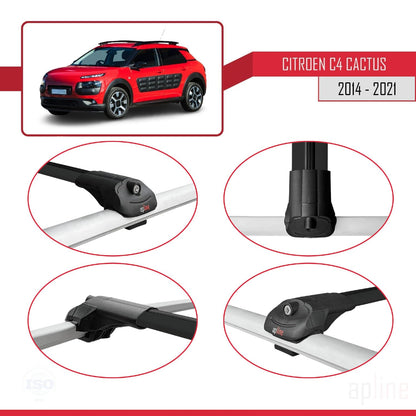 Compatible with Citroen C4 Cactus 2014-2021 ACE-1 Car Roof Rack Cross Bar Black Aluminium 2 Bars