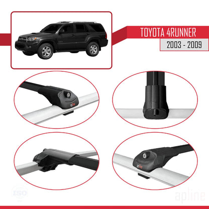Compatible with Toyota 4Runner 2003-2009 ACE-1 Car Roof Rack Cross Bar Black Aluminium 2 Bars
