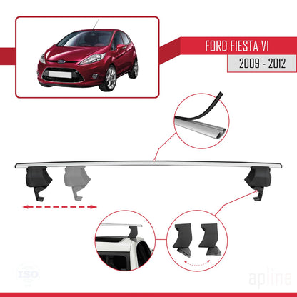 Compatible with Ford Fiesta 6 Pre-Facelift 2009-2012 ACE-4 Car Roof Rack Cross Bar Grey Aluminium 2 Bars