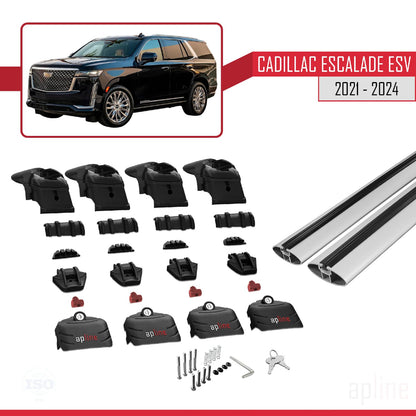 Compatible with Cadillac Escalade ESV 2021-2024 ACE-2 Car Roof Rack Cross Bar Grey Aluminium 2 Bars