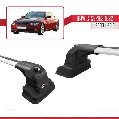 Compatible with BMW 3 Series (E92) 2006-2013 ACE-3 Car Roof Rack Cross Bar Grey Aluminium 2 Bars