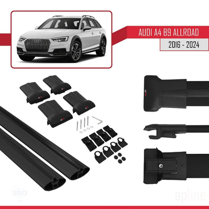 Compatible with Audi A4 (B9) Allroad 2016-2025 Fly Model Car Roof Rack Cross Bar Black Aluminium 2 Bars